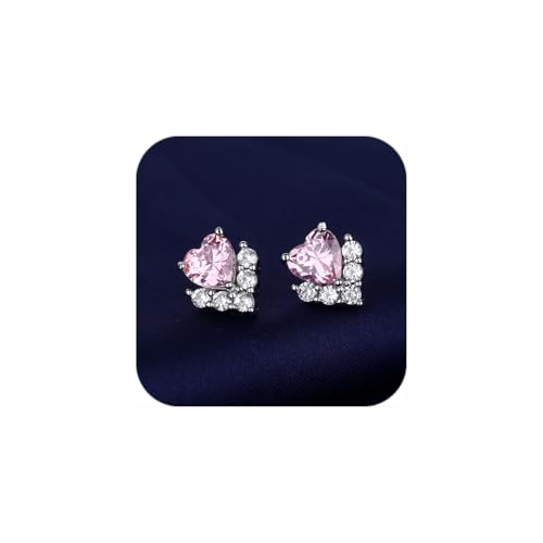 Generic Sparkling Diamond Stud Earrings for Women Cute Heart Hypoallergenic Earrings Pretty Anniversary Valentines Day Gifts for Her