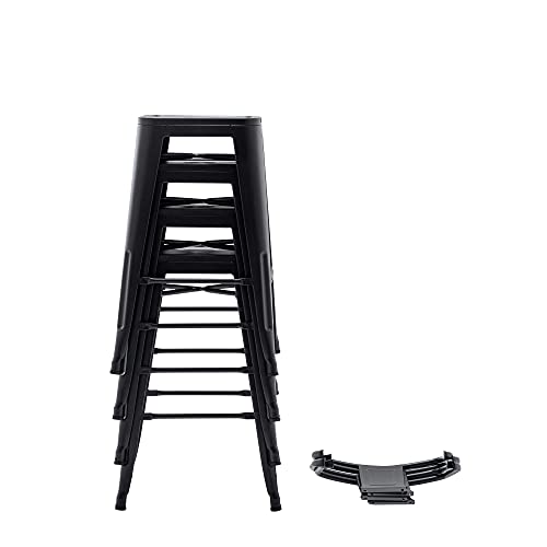 Apeaka 26 Inch Metal Bar Stools Set Of 4 Modern Counter Height Stools With Backs Low Back Bar Chairs For Indoor Outdoor Matte Black #TOP6