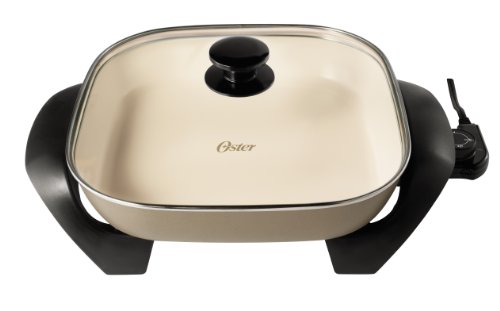 Oster CKSTSKFM12WM-ECO DuraCeramic Electric Skillet, 12-Inch, Beige/Champagne