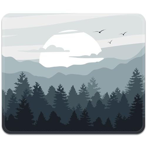 Image of FROGIGO Mouse Pad with Stitched Edges - Nature Landscape Mousepad for Women, 9.25 x 7.75 inch Washable Square Desk Pad, Non-Slip Rubber Base, Office Home Laptop Accessories - Misty Mountain