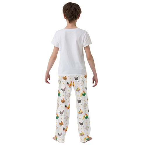 ZZXXB Colorful Roosters Boys Long Pants Soft Trousers Elastic Waist Kids Lounge Bottoms with Pockets S-XL3