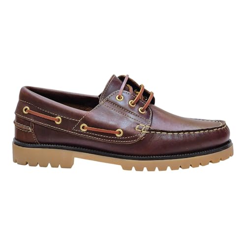 Náuticos ROUTE 83 de piel marrón: calzado de cuero premium para hombre en color seahorse talla 44