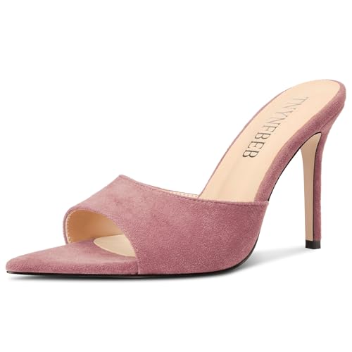 Image of TNYNFBEB Womens Stiletto High Heel Pointed Open Toe Sandals Mules Shoes Slingback Slip-on Prom Party Dress Summer 3.9 Inches Heels