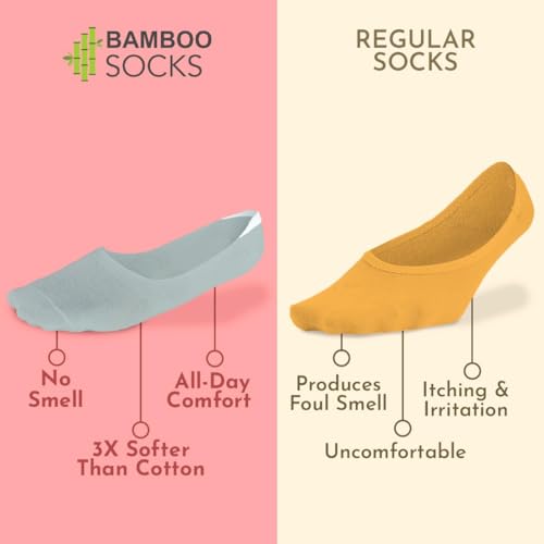 Image of HEELIUM Bamboo No Show Socks for Men | Odour Free & Breathable | 3X Softer Than Cotton Socks | Low Cut Socks | Size (UK 6-10)
