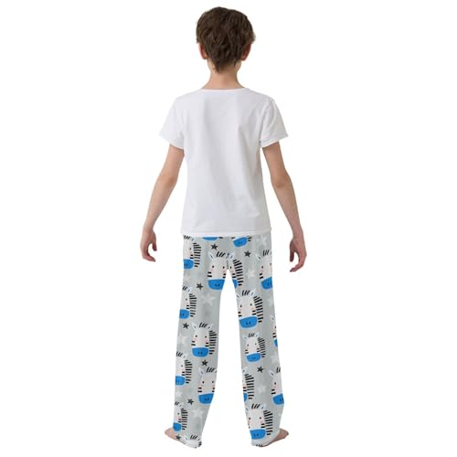 Zebra and Star Boys Long Pants Soft Trousers Elastic Waist Kids Lounge Bottoms with Pockets S-XL3