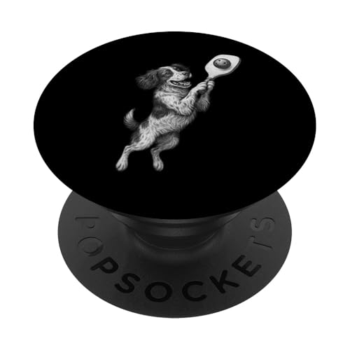 Brittany spaniel jugar pickleball deportes perros amante popsockets popgrip adhesivo
