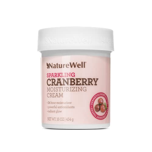 NATUREWELL Sparkling Cranberry Moisturizing Cream for Face, Body & Hands, Filled with Powerful Antioxidants, Adds a Radiant Glow with a Touch of Sparkle & Intense Hydration, 16 Oz