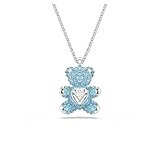 Swarovski Teddy pendant, Bear, Blue, Rhodium finish