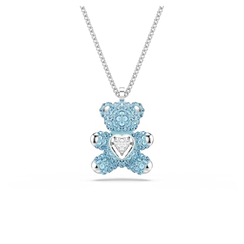 Swarovski Teddy pendant, Bear, Blue, Rhodium finish