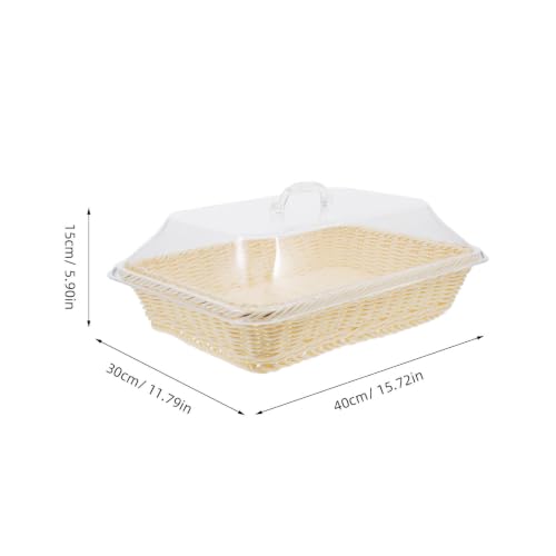 Cesta rectangular de PP para organizar alimentos sin polvo con tapa acrílica transparente 3