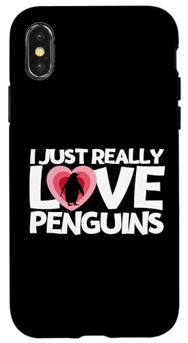 �y���M�� I Just Really Love Penguins �X�}�z�P�[�X iPhone X/XS �p