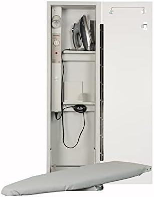 Iron-A-Way Built-In Ironing Center with 42 Inch Swiveling Ironing Board, Electrical System, Hot Iron Storage and Flat White Door-AE42FWU