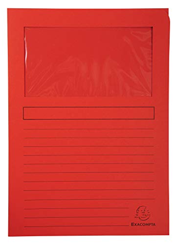 Exacompta 50450E 10er Pack Fenstermappen Super PEFC zertifiziert Karton 160g/m² praktisch und robust für DIN A4 farbig sortiert Dokumentenmappe Einschlagmappe