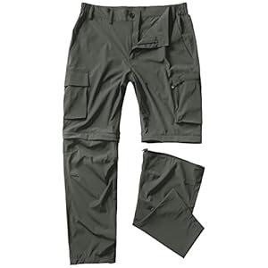 Gash Hao Mens Hiking Convertible Pants Outdoor Waterproof Quick Dry Zip Off Lightweight Fishing Pants