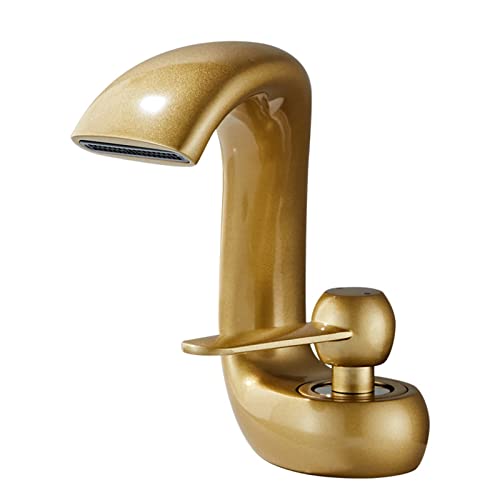 Robinet de salle de bain cascade or brossé pour remplacer mitigeur usé eau chaude froide