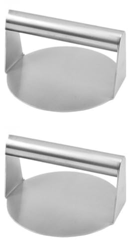 ハンバーグミートプレス、304ステンレススチール、四角、丸、肉プレスプレート、パティ型、手動、家庭用、クイック、ハンバーグミートプレス(2個パック) (ラウンド)