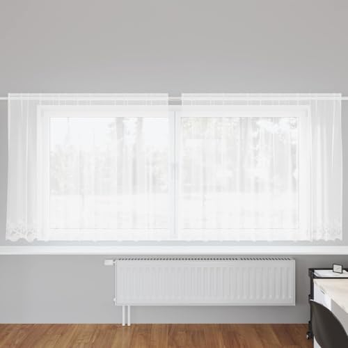 Rideau en dentelle blanc brise-vue 180x300 pour grand salon