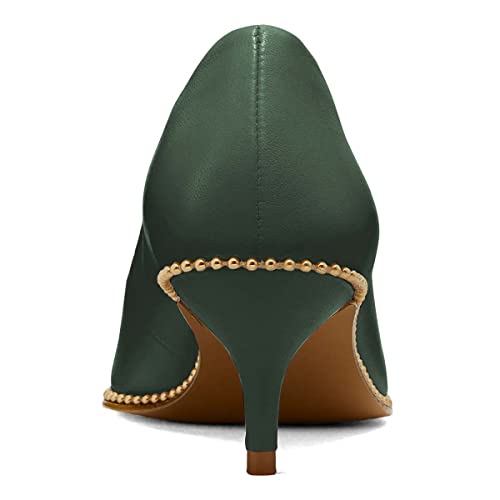 XYD Women's Pumps with Kitten Heels Slip On Comfort Pointed Toe Studs Around Formal Dress Office Attire Shoes4