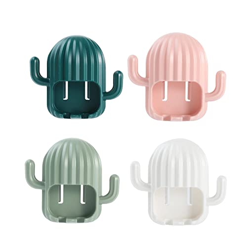 Cactus Wall-Mounted Toothbrush Holder Non-Perforated Bathroom Wall Toothbrush Holder Cartoon For Electric Kids Toothbrush Shelf Toothbrush Holder Wall Mounted Bathroom Home Shelf Super Cute Supplies