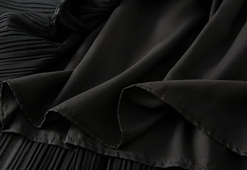 Womens Pleated A-Line Skirt Elastic High Waist Midi Long Skirts Flowy Casual Chiffon Skirt for Wedding Party Club2