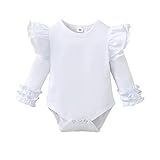 Sanpersonlin Baby Girl Solid Color Romper Infant Ruffle Sleeve Bodysuit One Piece Outfit Toddler Jumpsuit clothes (031B-White, 3-6 Months)