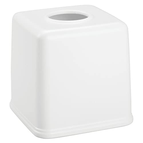 Mdesign Plastic Square Facial Tissue Box Cover Holder For Bathroom Vanity Countertops, Bedroom Dressers, Night Stands, Desks And Tables - White #TOP3