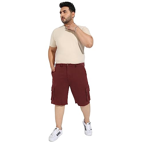 Image of Instafab Plus Men's Cargo Shorts for Casual Wear | 6 Pockets | Plus Size Fit | Button Closure | Cotton Poly Cargo Shorts Crafted with Comfort Fit for Everyday Wear