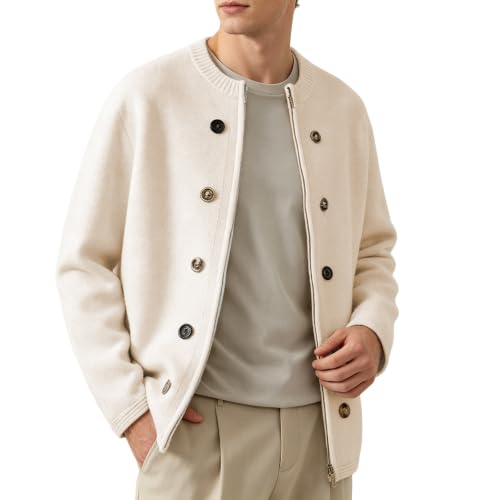 Jersey hombre cardigan chaqueta con botones cuello de pico suéter manga larga casual abrigo