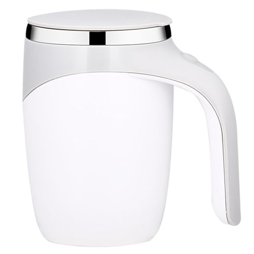VALINK Automatic Magnetic Stirring Coffee Mug, USB Rechargeable Self Stirring Mug 380ml Stainless Steel Electric Mixing Cup for Coffee, Tea, Milk White