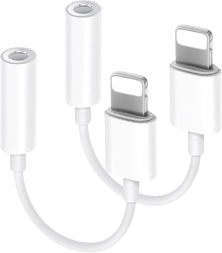 2 Pack adaptadores jack de 3,5 mm para i-Phone, para adaptador i-Phone Dongle Convertidor de auriculares Cable de audio auxiliar Compatible con i-Phone 14/14 Plus/14 Pro/14 Pro Max/13/12/11/XR/XS/X/8