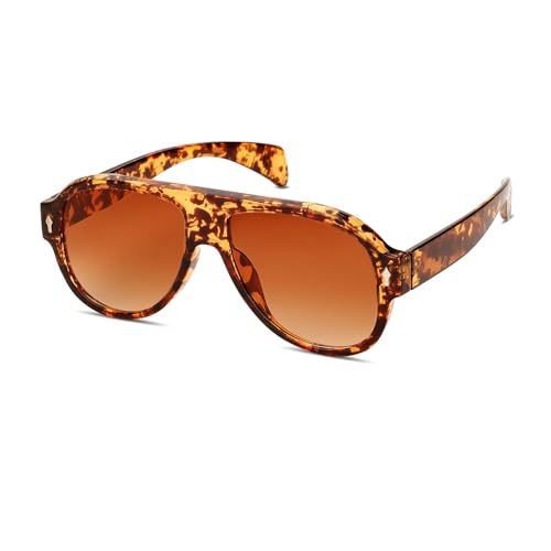 Hanj 70s Retro Sunglasses for Women Men 80s Vintage Fashion Pilot Sunglasses