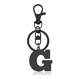 DlaeKua Keychain A-Z Single Letter G Keychain Accessories Gift for Women Men Girl Birthday Gift G Initial Monogram Key chain Black Stainless Steel Keyring 26 Initial Key Ring for Purse Handbags Purse