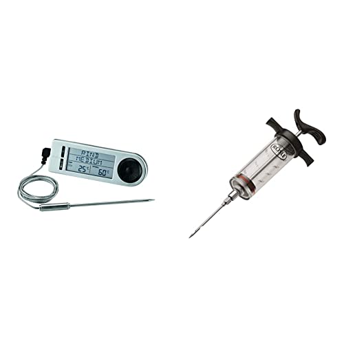 RÖSLE Barbecue-Kerntemperaturmesser & RÖSLE Marinierspritze, Hochwertige Spritze für 50 ml Fleischmarinade, intensives Aroma, Edelstahl 18/10, PP Polypropylen, Länge 22,5 cm, spülmaschinengeeignet