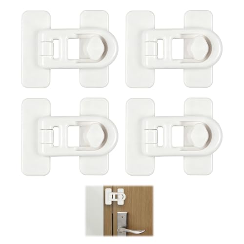 Lot 4 Serrures Sécurité Réfrigérateur – Protection Anti-Ouverture pour Frigo, Congélateur, Armoire, Tiroir, Lave-Linge – Adhésif Puissant – Sans...