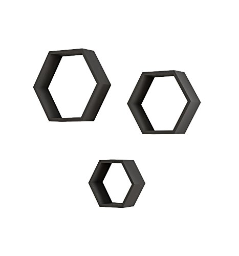 Image of Home Sparkle Wooden Hexagonal Shaped Wall Shelf Set of 3 | Decorative Shelves for Bed Room, Living Room, Office, Restaurant | Modern Unique Designer Wall Shelf Rack for Home |