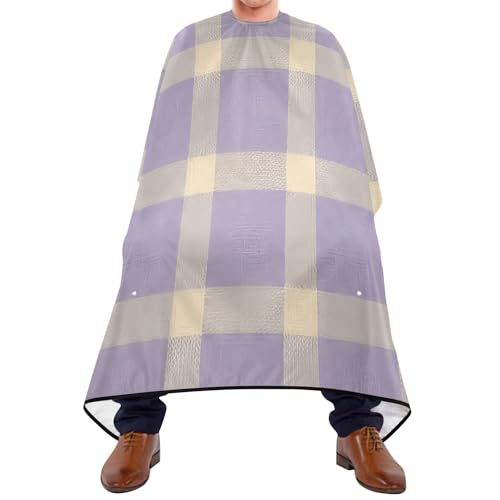 Capa para corte de cabello impermeable beige a cuadros miniatura 1