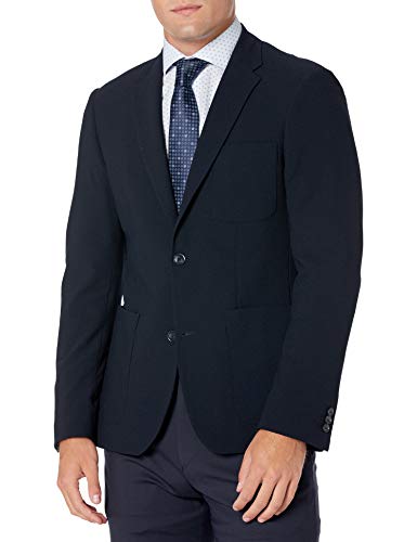 Perry Ellis Men's Slim Fit Textured Stretch Jacket, Dark Sapphire, Medium/40 Short
