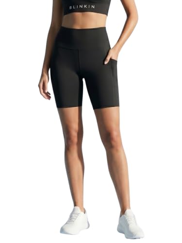 Image of BLINKIN Women's Shorts Gym Tights with 2 Pockets - High Waisted Tummy Control Cycling Tights & Yoga Pants for Women Workout Activewear (3030)