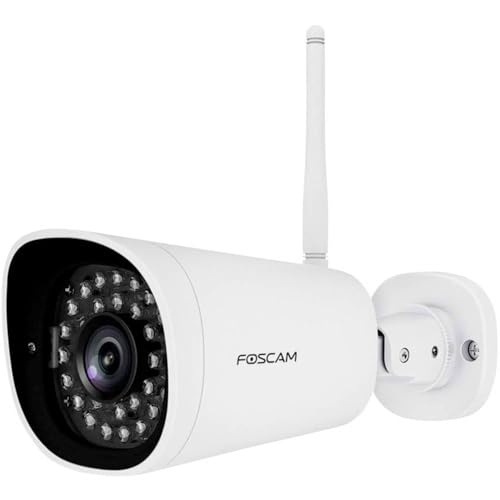 Foscam G4P - Weiße Super HD Outdoor IP Kamera mit 20m Nachtsicht, 4MP, IP-WLAN-Überwachungskamera u. Gegensprech-Zweiwege-Audio, wetterfeste Security-Cam mit microSD-Kartenslot, 1 Stück (1er Pack)