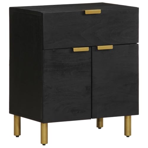 Table de chevet noire commode de rangement contre l'humidité en bois - 2