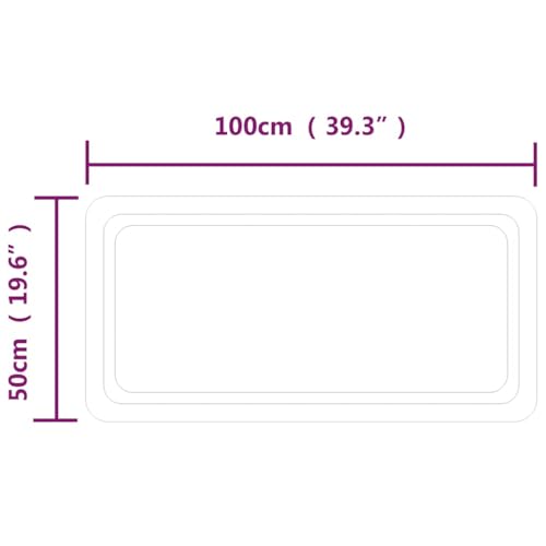 Miroir de salle de bain à LED 100x50 miroir lumineux mural rectangulaire - 6