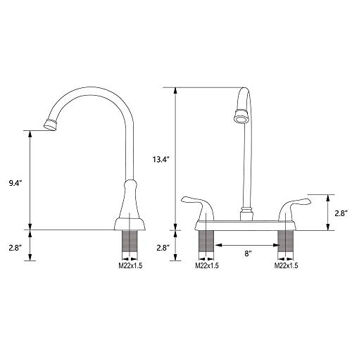 Hotis Stainless Steel Two Handle Kitchen Faucet for Mobile Motor Homes,Trailers, Campers , Brushed Nickel Lead-Free Faucet Kitchen