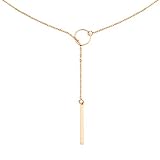 Zealmer 1Pc Women Metal Ring Stick Pendant Charming Chain Simple Necklace Gold Color