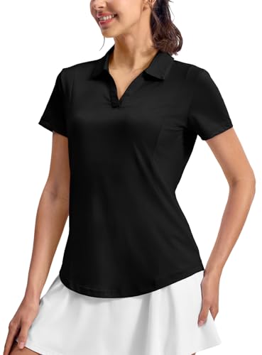 Rdruko Women's Golf Shirts Short Sleeve Dry Fit Polo Tennis V Neck Collared Athletic Shirts2