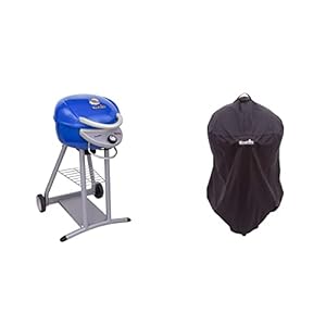Char-Broil 20602107-01 Patio Bistro TRU-Infrared Electric Grill, Blue & Kettleman Grill Cover