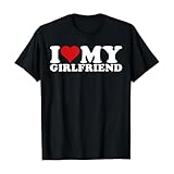 T-shirt pour homme drôle et doux avec inscription « I Love My Girlfriend » Lettres imprimées Manches courtes Col rond Hauts surdimensionnés Respirant Sweatshirt décontracté T-shirt d'extérieur