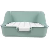 Happyyami Caja para Conejos y Animales Inodoro Esquinero Splash-Resistente Color Verde Menta para Hurones y Conejos Diseño Estable y Elegante