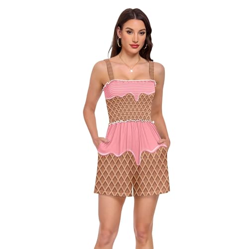Combinaison rose fraise pour femme - Barboteuse d'été légère et tenue de plage