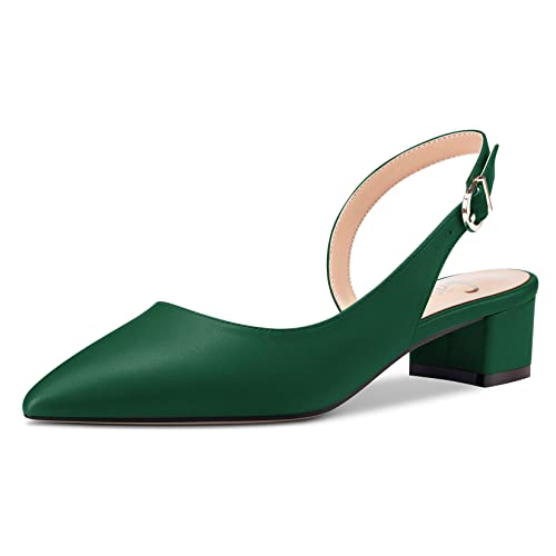 Escarpins slingback anti-mal de pieds talon bloc 3.5 cm vert