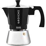 GROSCHE Milano Induction Stovetop Espresso Maker Moka Pot for Greca, Induction, Electric & Gas Stoves, Dishwasher Safe Stovetop Espresso Maker, Canadian Brand! | 6 Espresso Cup, Black